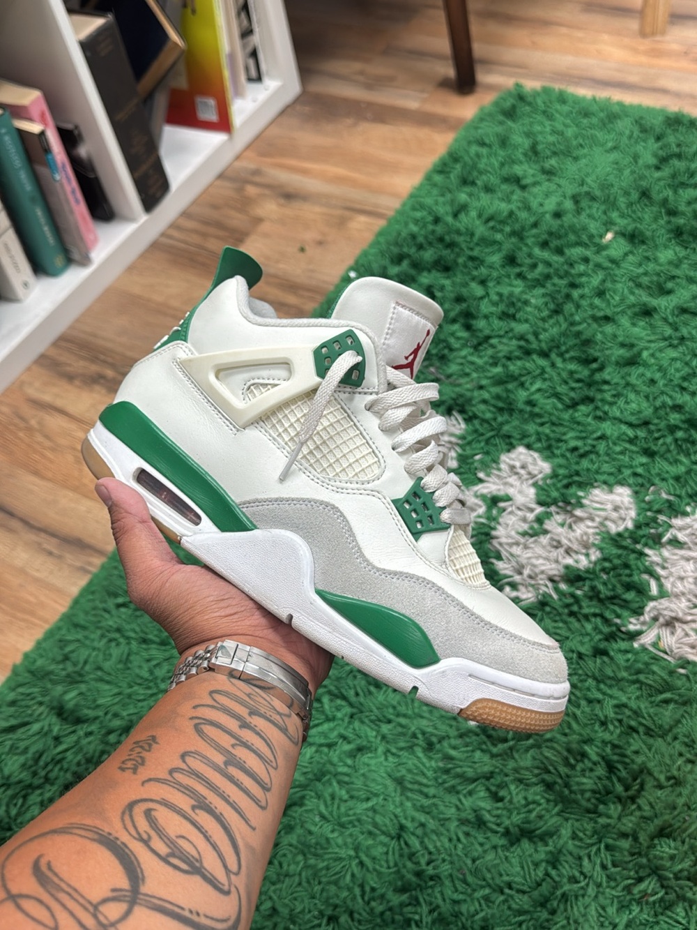 Jordan 4 Retro White & Green Men's Sneakers